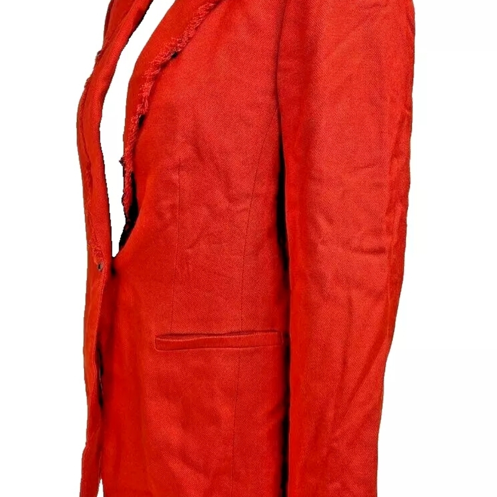 Banana Republic Raw Cut Fringe One Button Blazer Size 8 Burnt Orange #309399 NWT